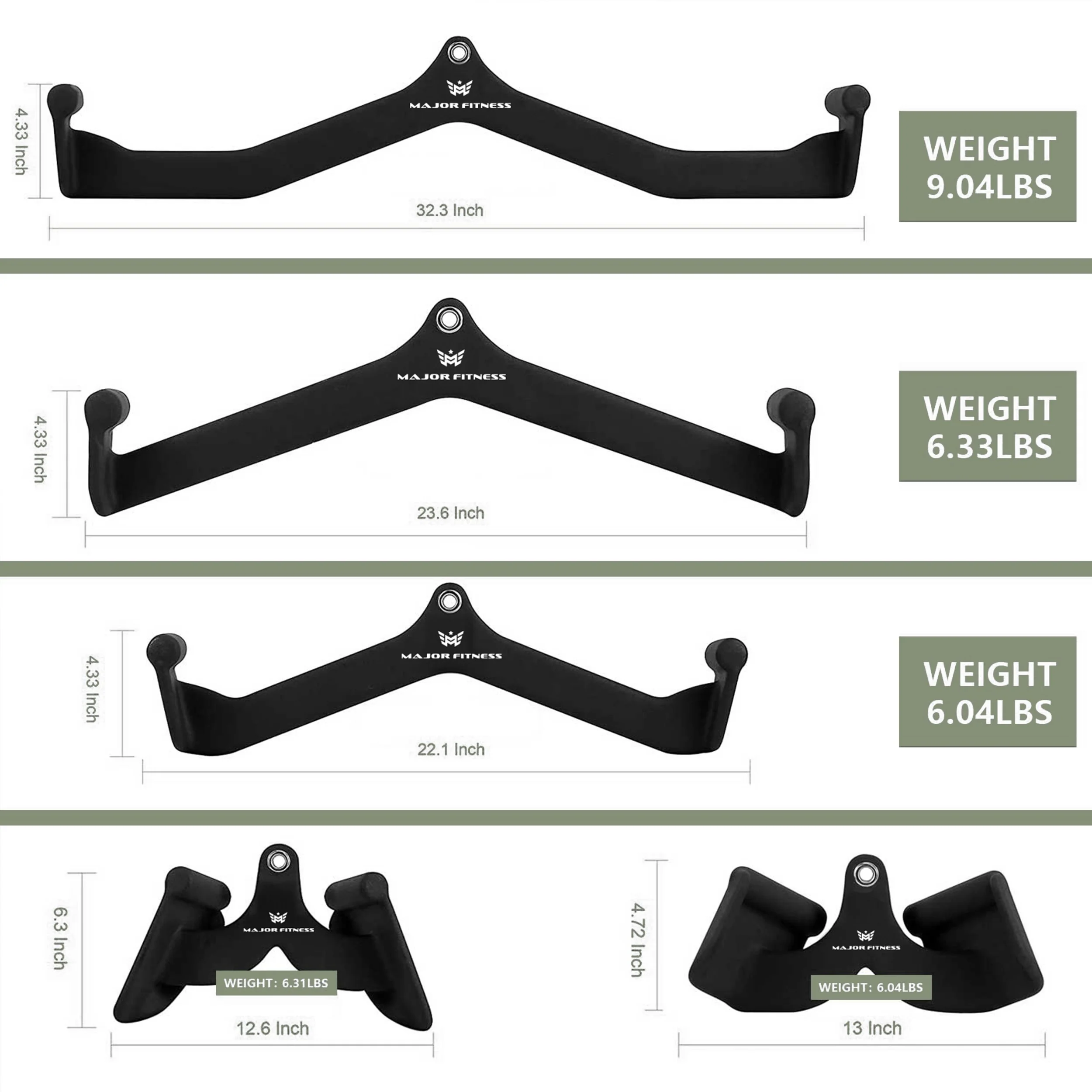 Major Fitness 5pcs Cable Lat-Pull-Down Bar Combo - Image 5