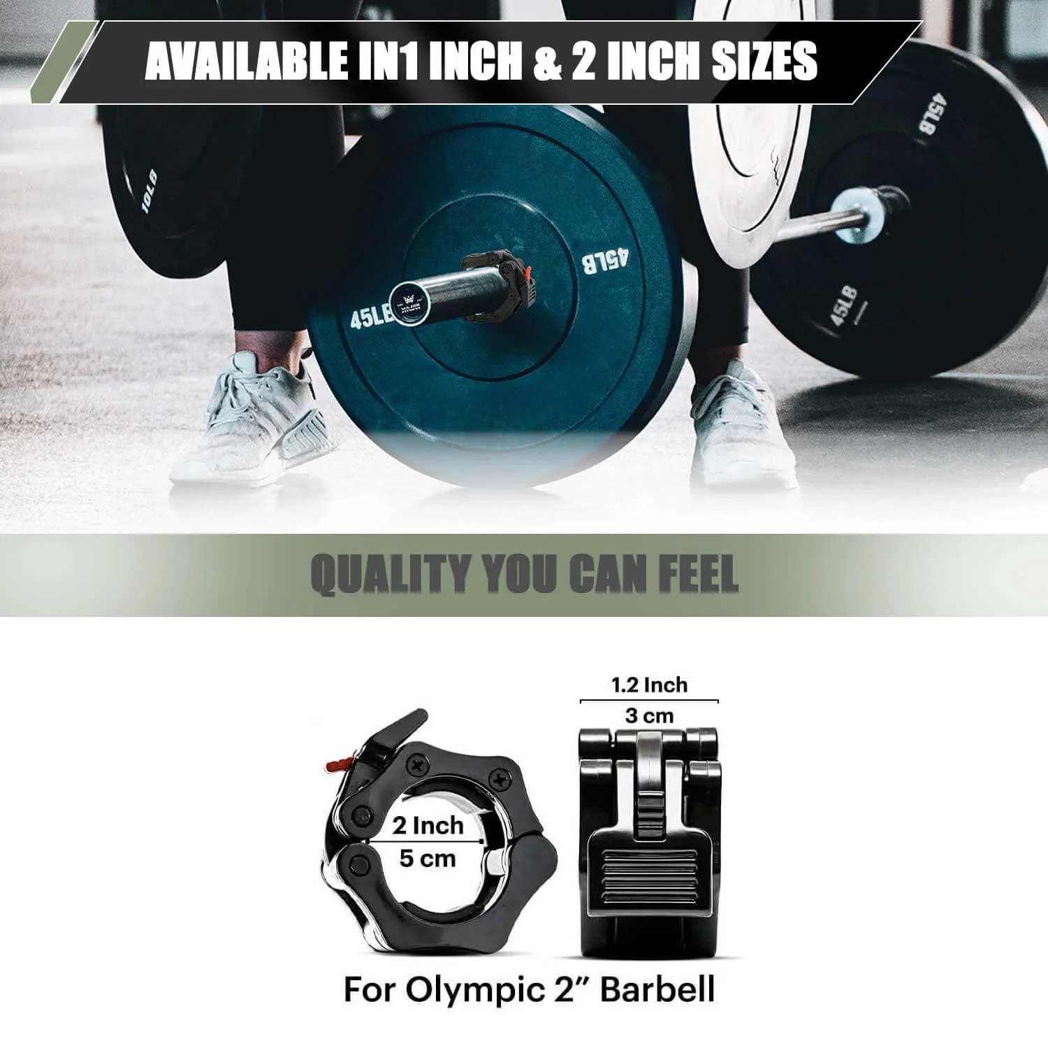 Major Fitness Barbell Collars | Olympic Barbell Clamps Sold In Pairs - Image 3
