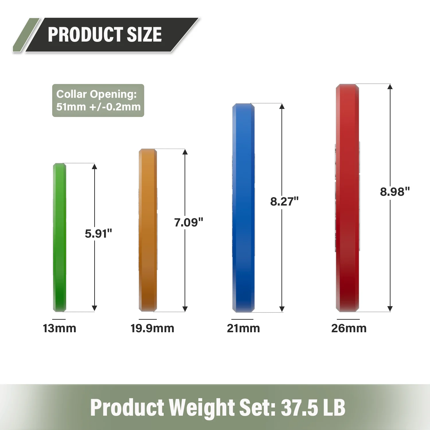 Major Fitness Color Change Plates 1.25LB-10LB Set - Image 3