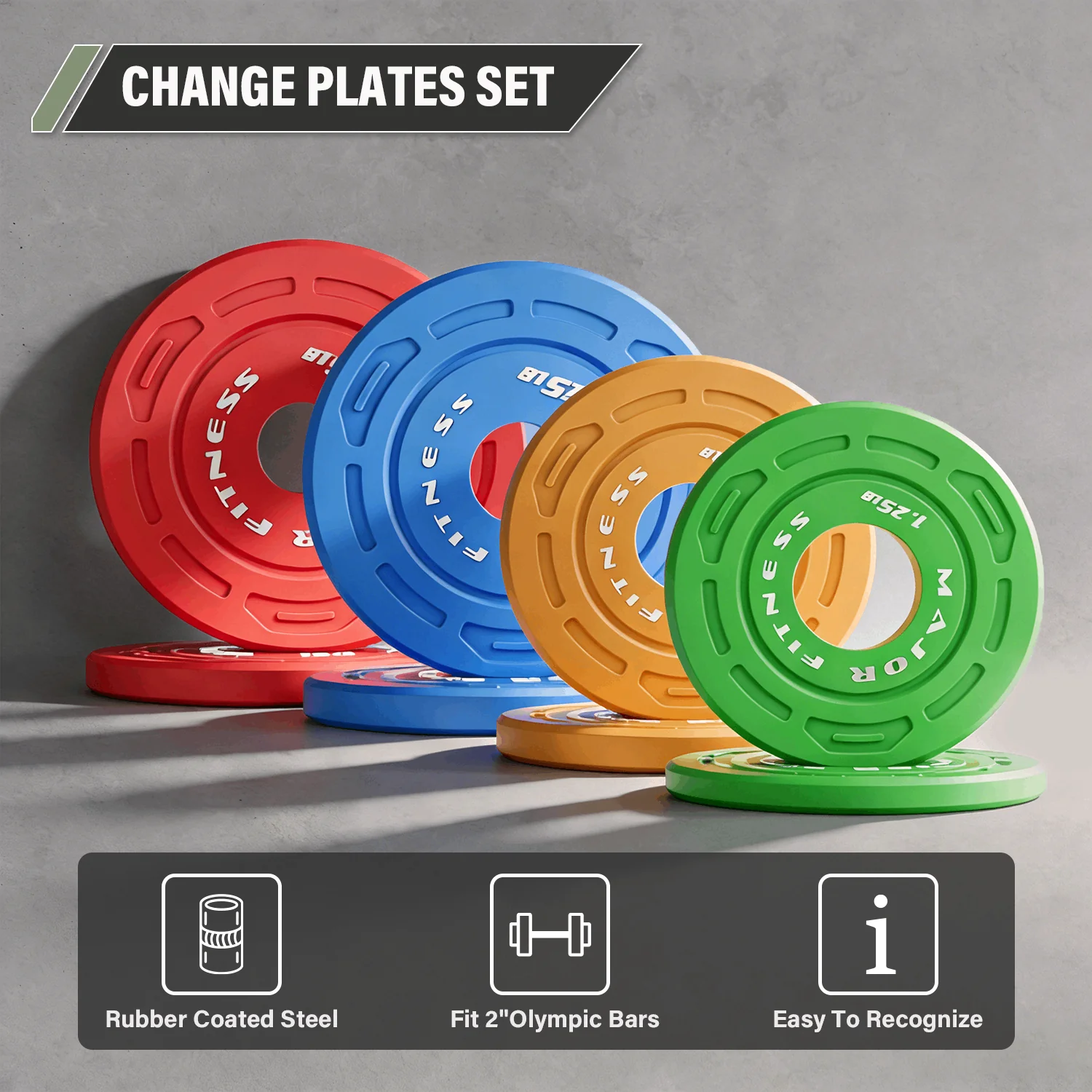 Major Fitness Color Change Plates 1.25LB-10LB Set - Image 6